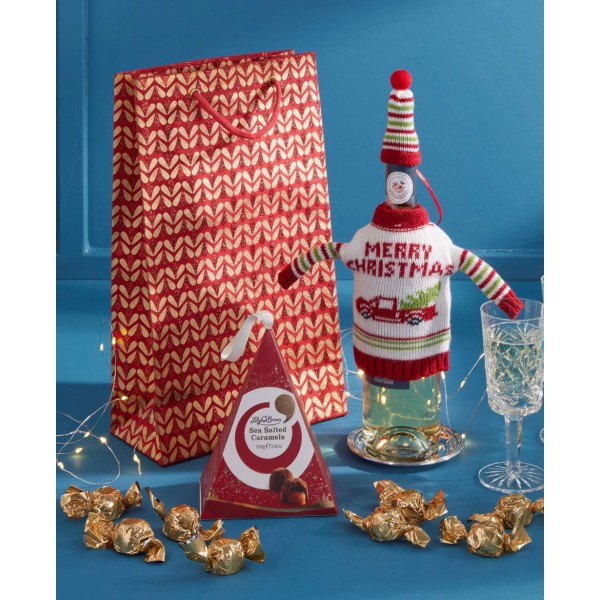 Festive Thanks with White Wine Gift Bag