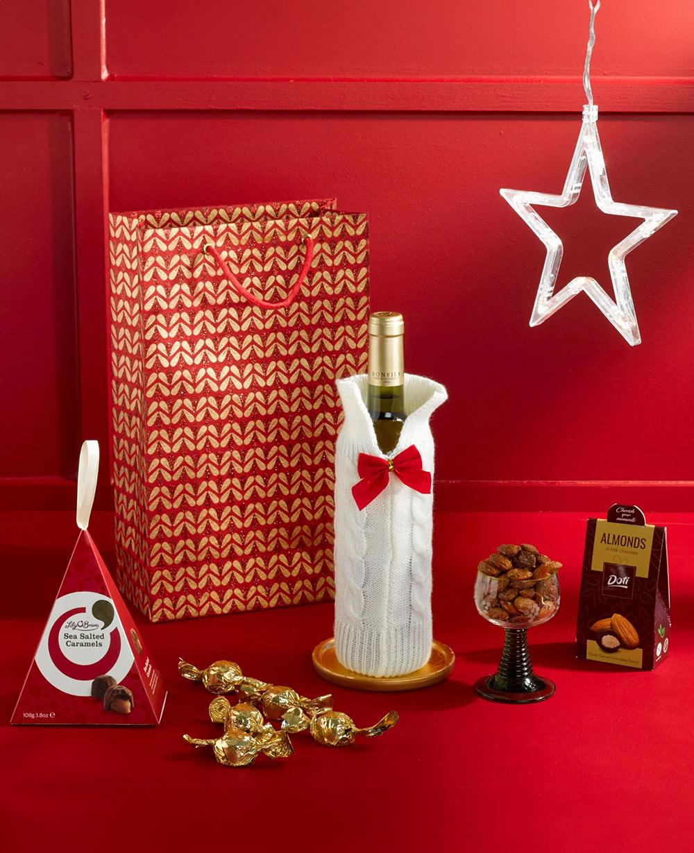 Festive Thanks with White Wine Gift Bag